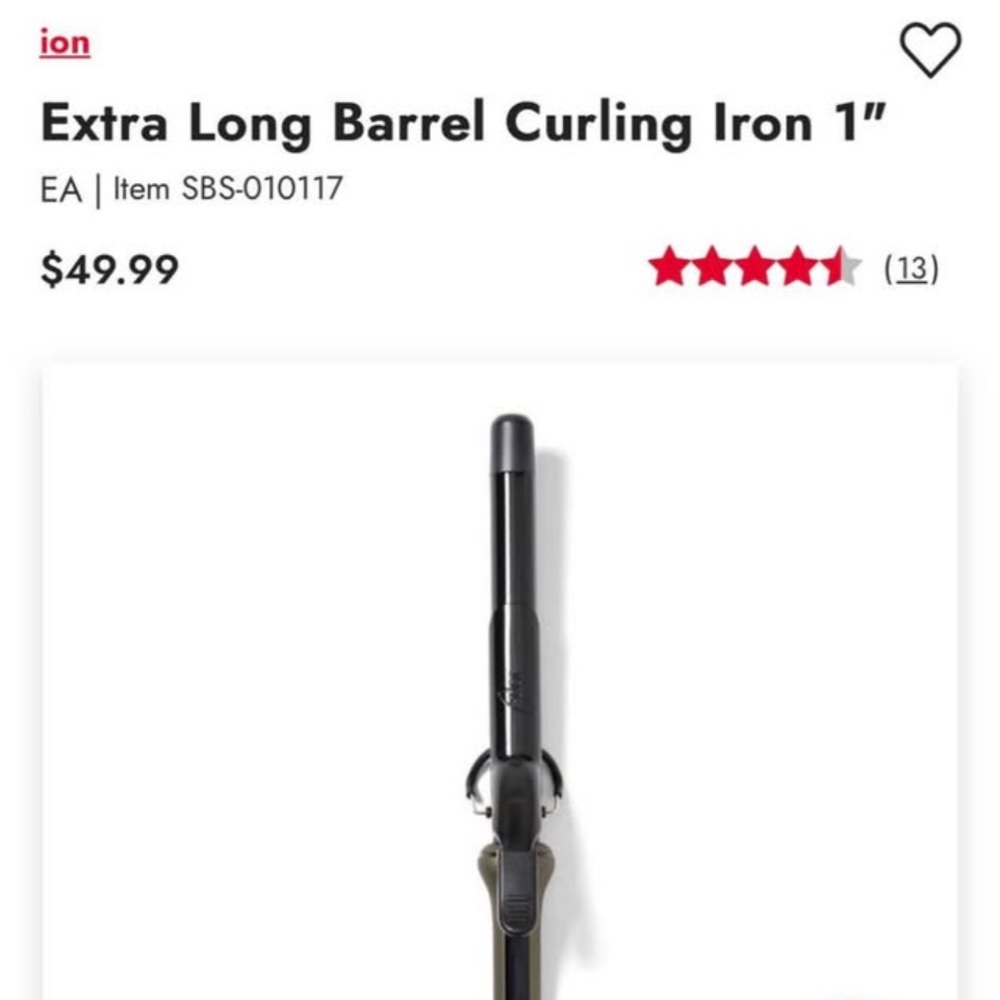Black Long Barrel Curling Iron 1"